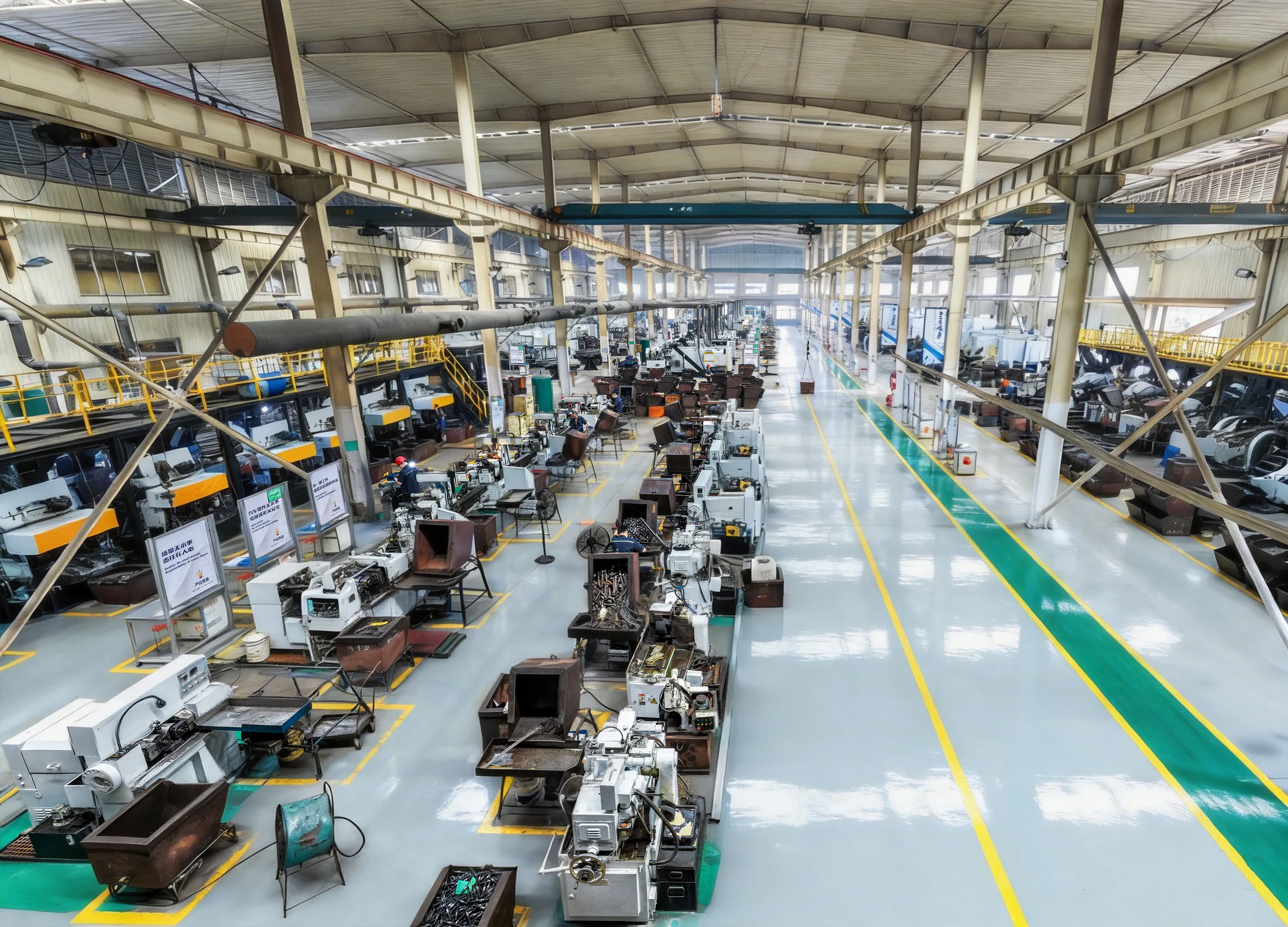 Overhead view of the cold forming workshop with rows of forming machines